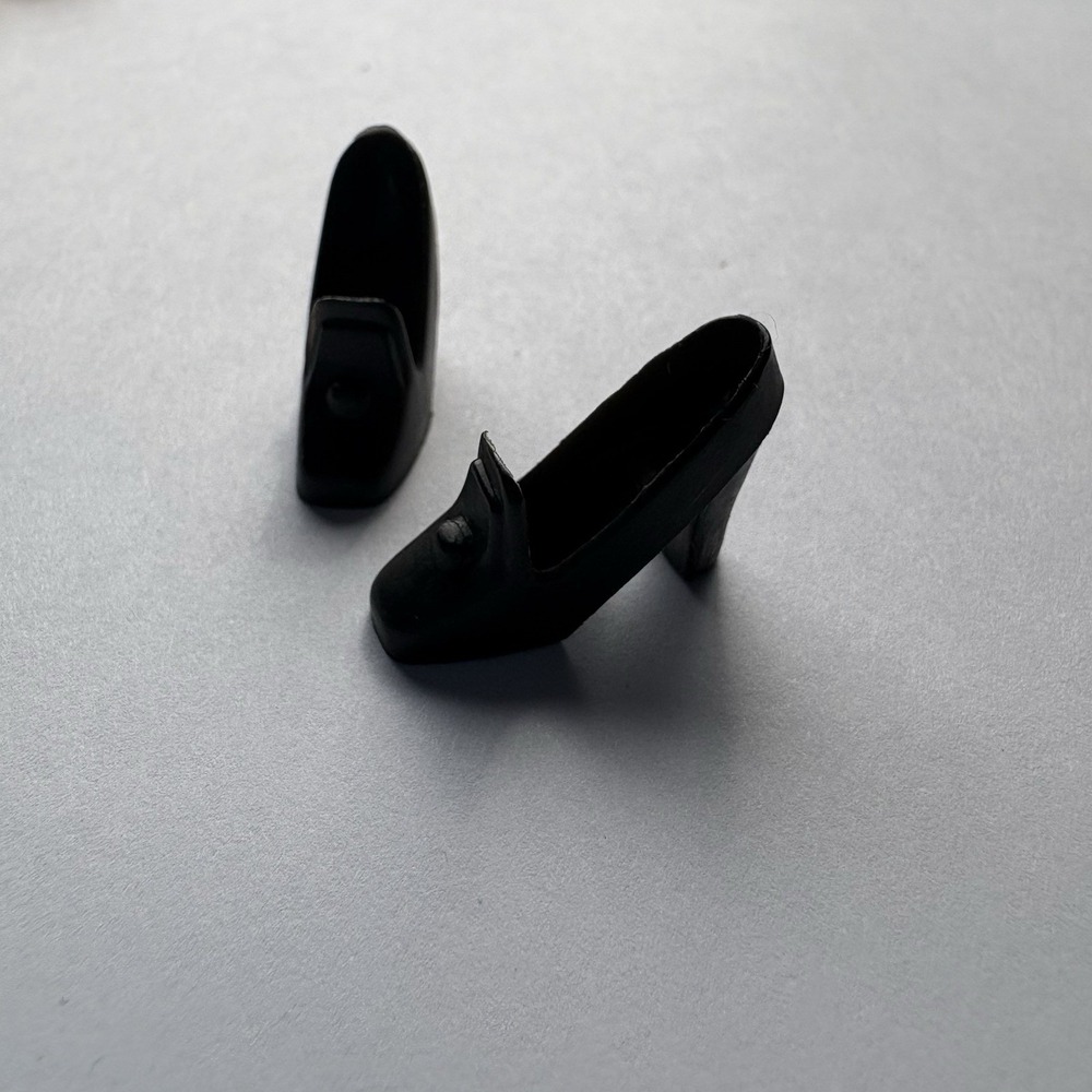 Vintage Barbie Black Pilgrim‎ Heels Shoes Korea 1960s/1970s Mattel